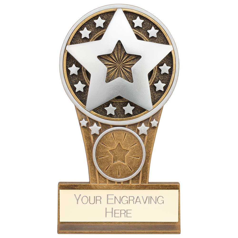 Ikon Tower Achievement Plaque Award Antique Silver & Gold 125mm