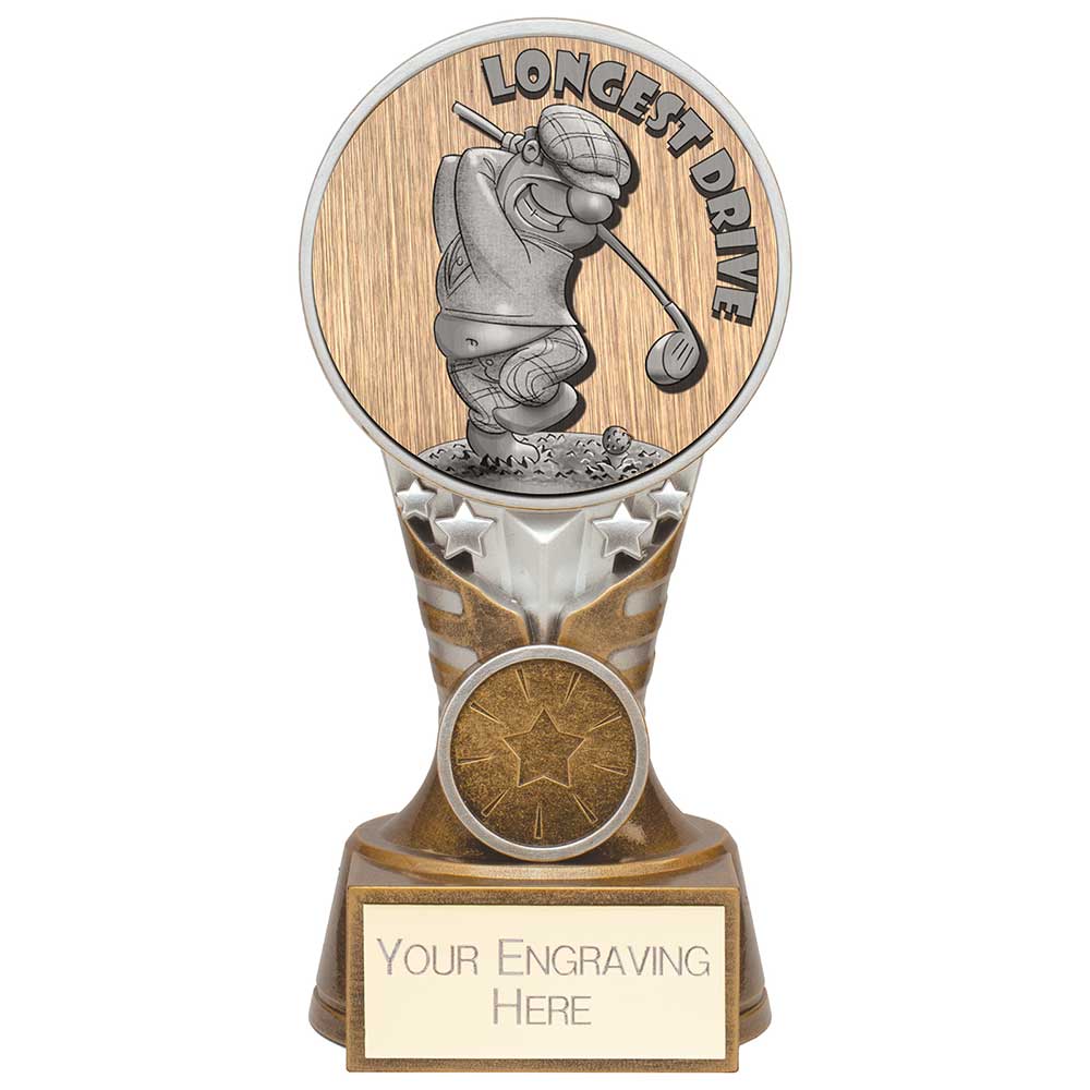 Ikon Goof Balls Longest Drive Award Antique Silver & Gold 150mm