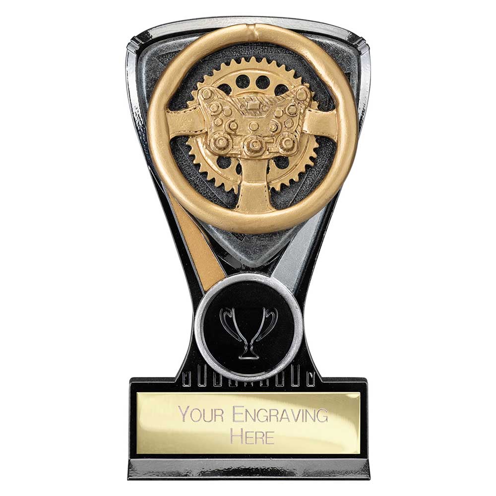 Wolverine Plaque Steering Wheel Carbon Black & Fusion Gold 130mm