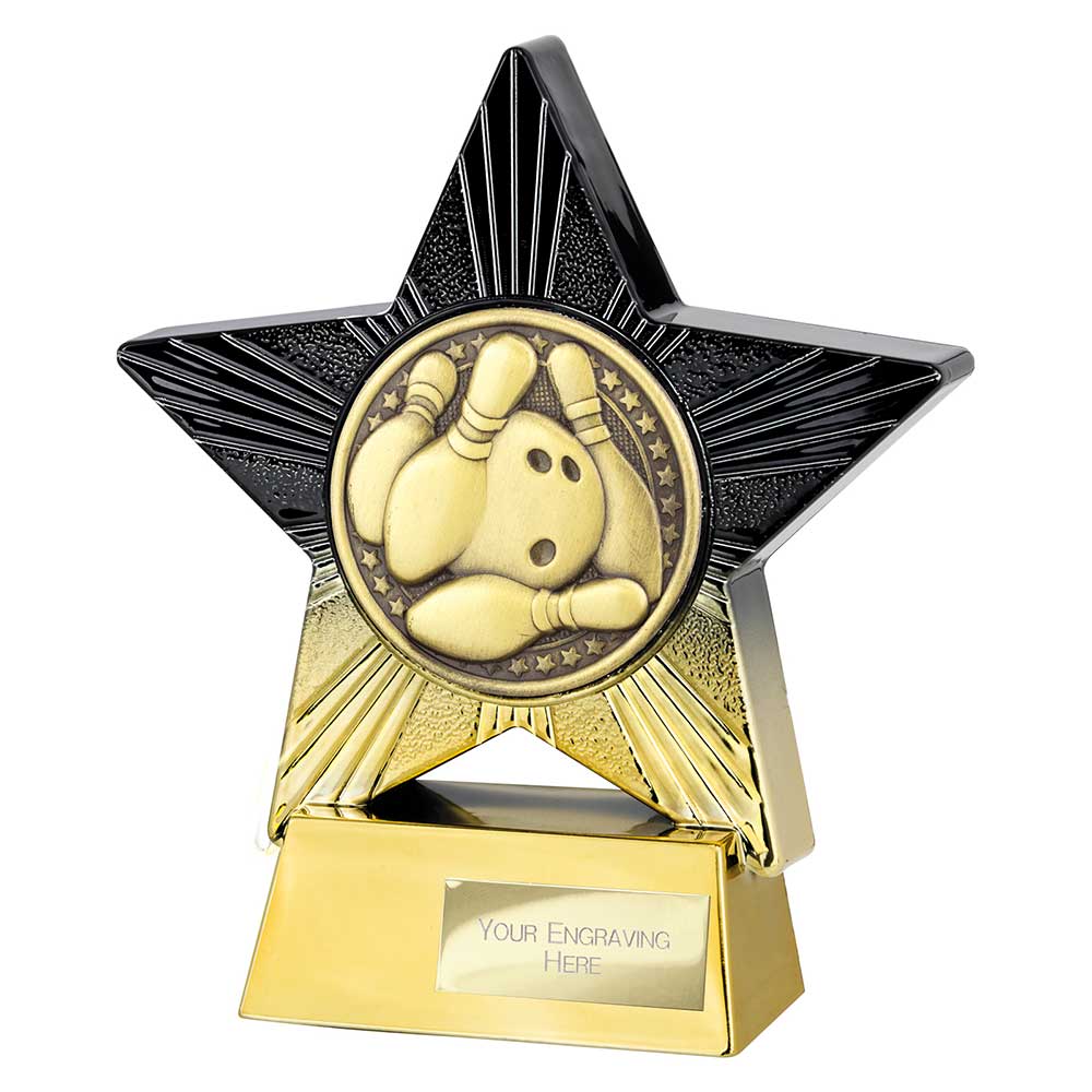 Superstar Ten Pin Bowling Award Black & Gold 140mm