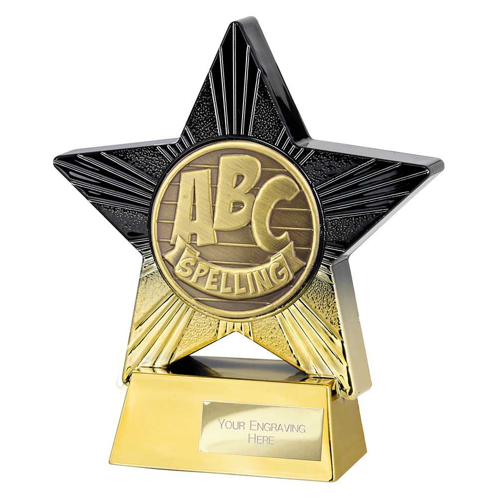 Superstar Spelling Award Black & Gold 140mm