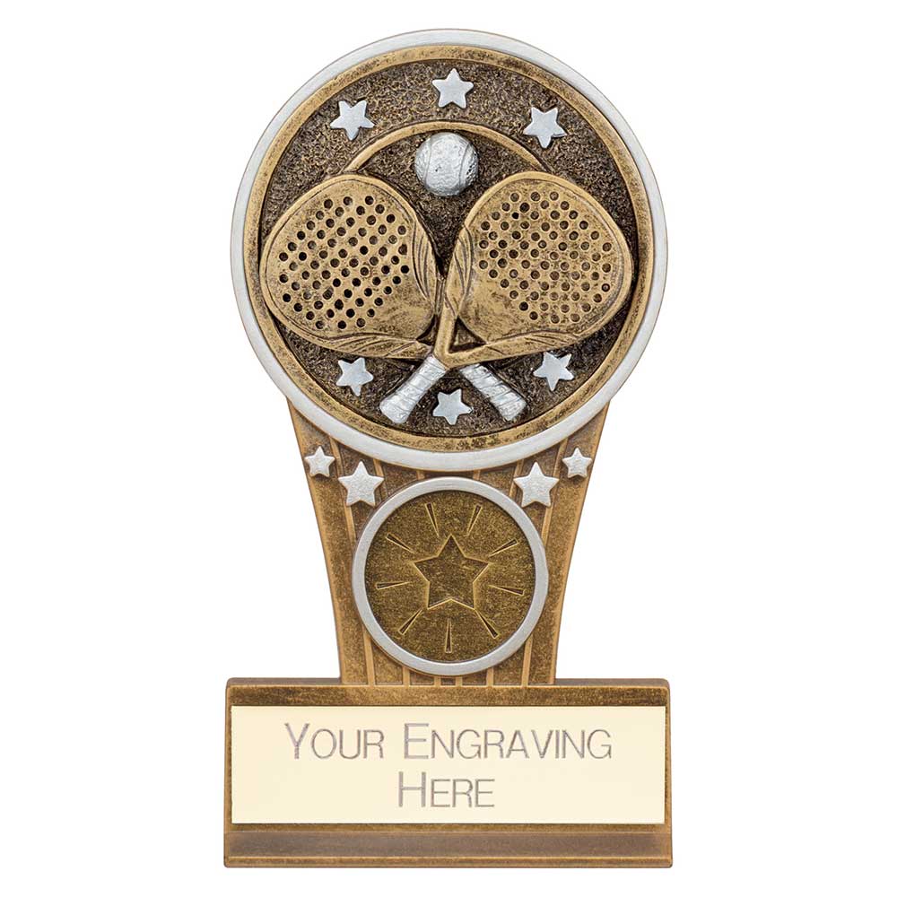 Ikon Tower Padel Plaque Award Antique Silver & Gold 110mm