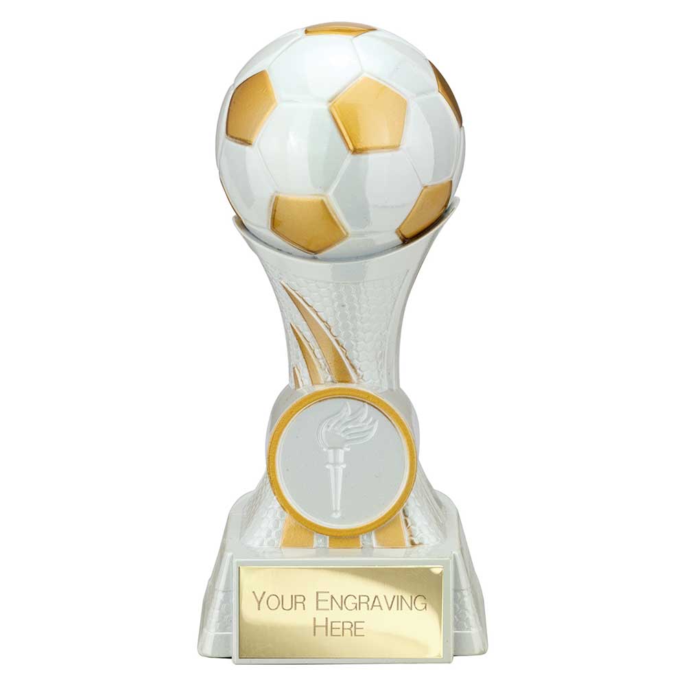 Attack Strike Football Award White & Gold 130mm