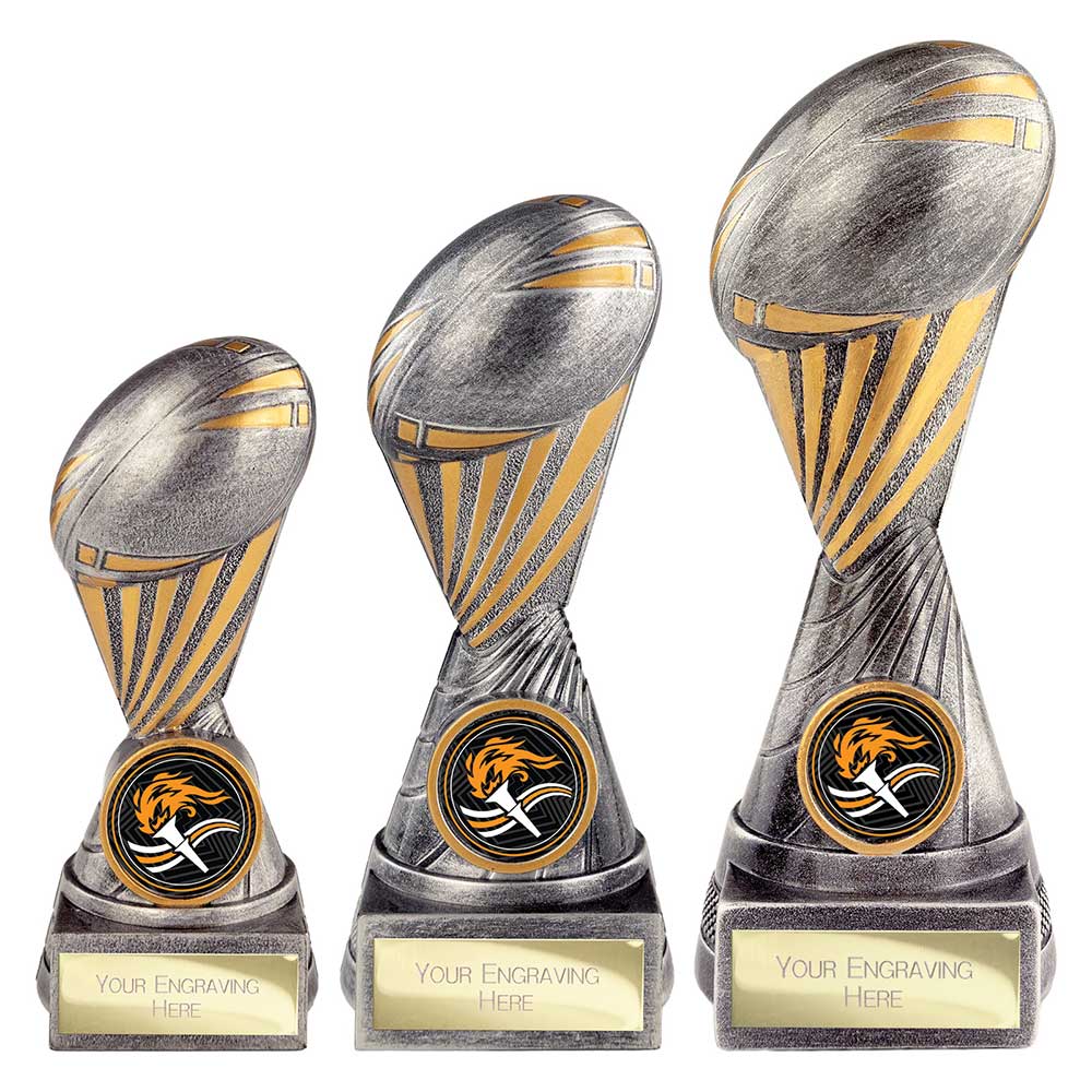 Digital Rugby Award Antique Silver & Gold 150mm