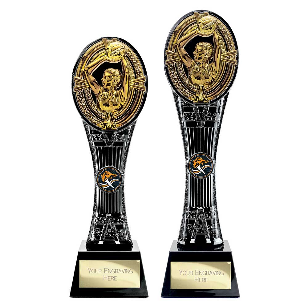 Maverick Extreme Tower Netball Award Black & Fusion Gold 260mm