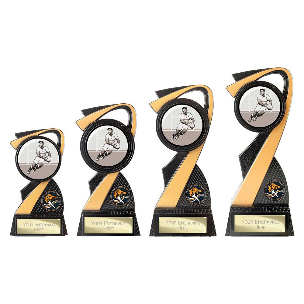 Mania Tower Rugby Award Carbon Black & Gold 155mm