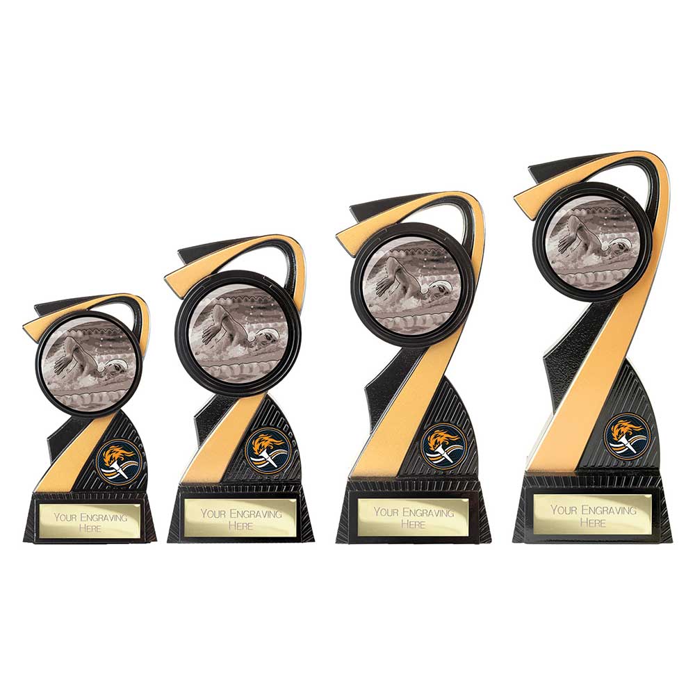 Mania Tower Swimming Award Carbon Black & Gold 155mm