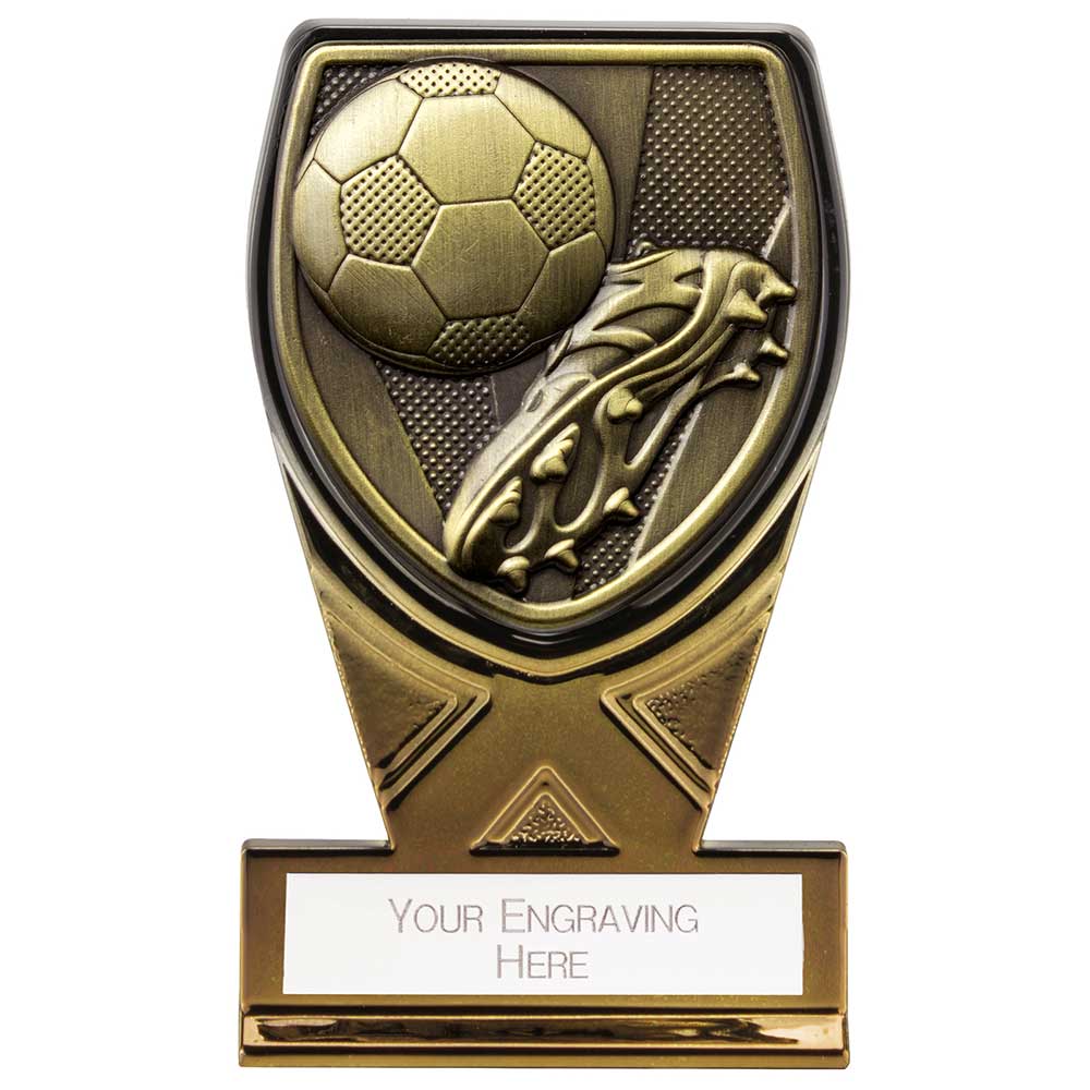 Fusion Cobra Football Boot & Ball Plaque Award Black & Gold 110mm