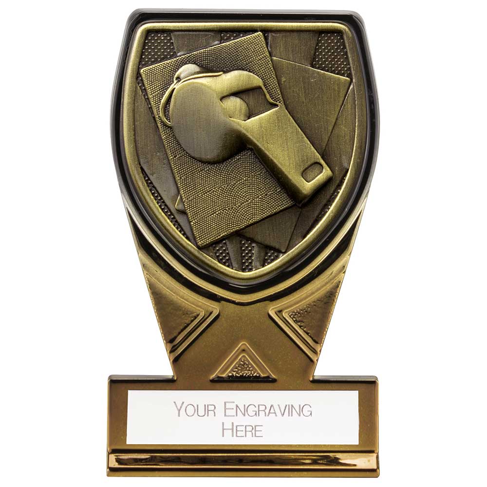 Fusion Cobra Referee Whistle Plaque Award Black & Gold 110mm