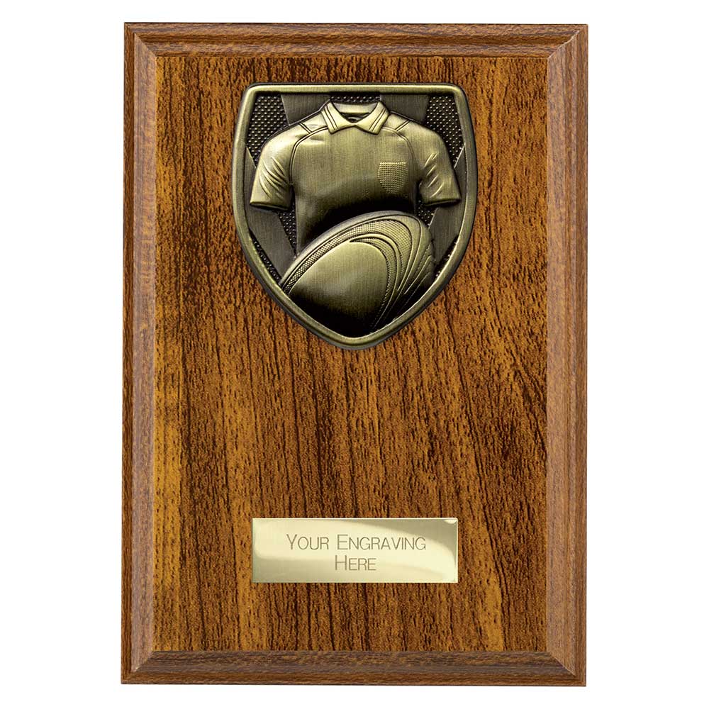 Cobra Plaque Rugby Shirt & Ball Award Walnut 175mm
