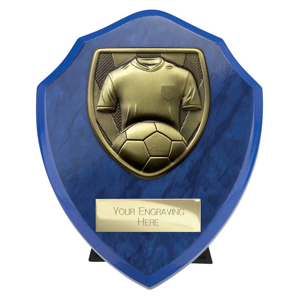 Cobra Shield Football Shirt & Ball Award Azure Blue 125mm