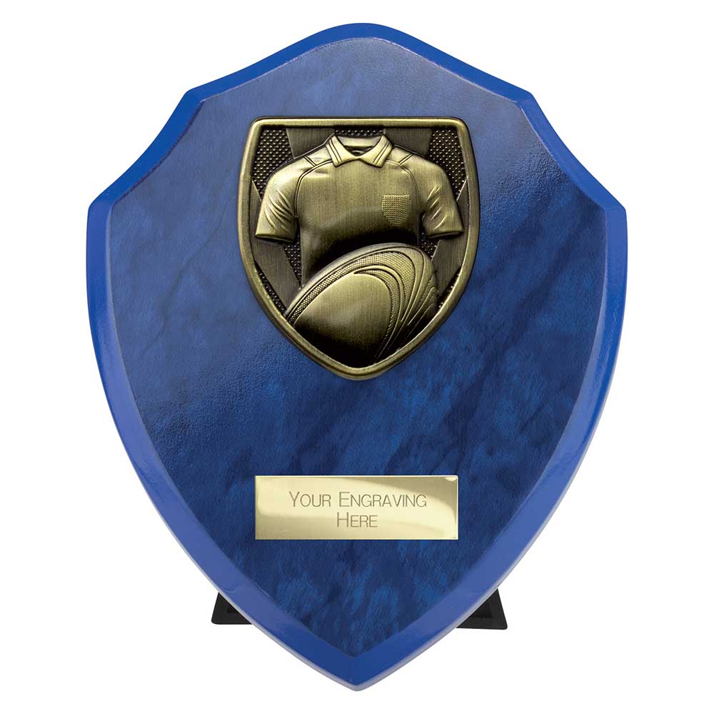 Cobra Shield Rugby Shirt & Ball Award Azure Blue 150mm