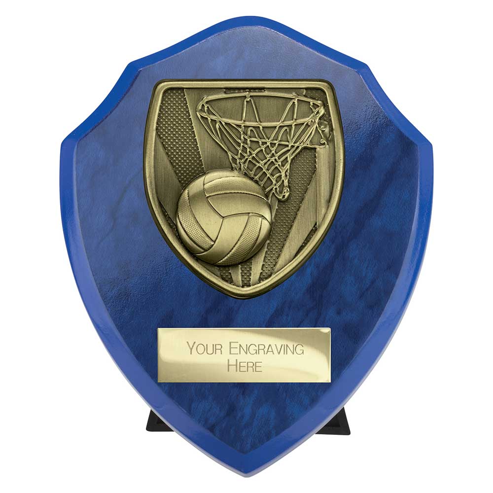 Cobra Shield Netball Award Azure Blue 125mm