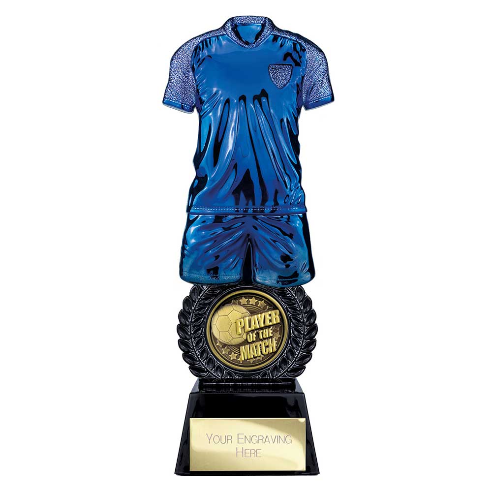 Intensity Football Player of Match Award Blue & Carbon Black 260mm