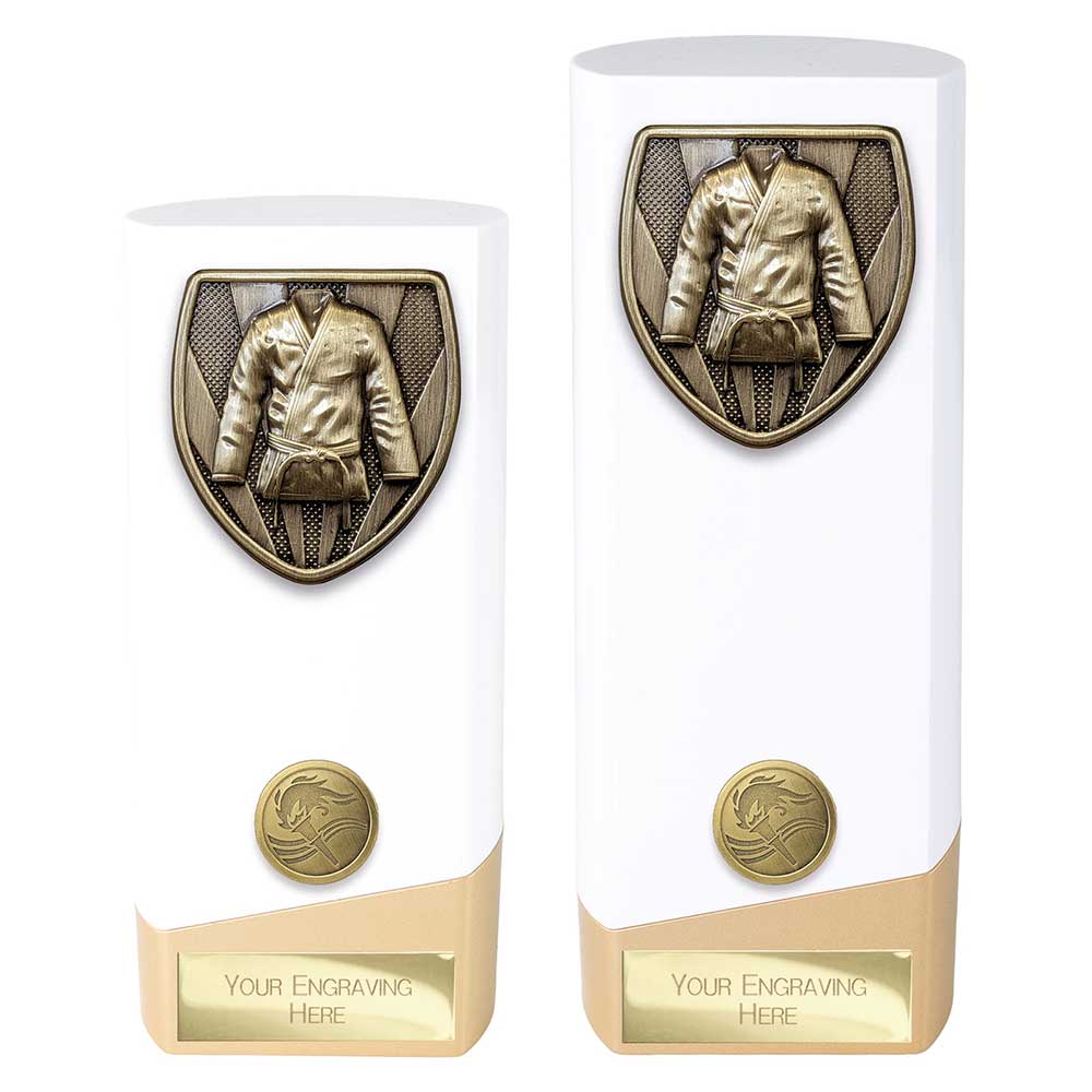 Prime Cobra Martial Arts Award White & Gold 190mm