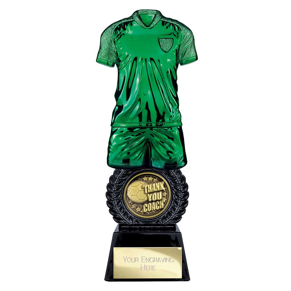 Intensity Football Thank You Coach Award Green & Carbon Black 260mm
