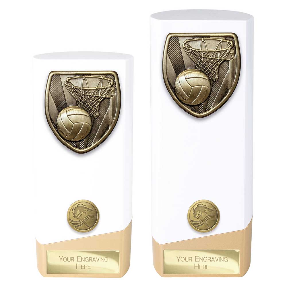 Prime Cobra Netball Award White & Gold 190mm