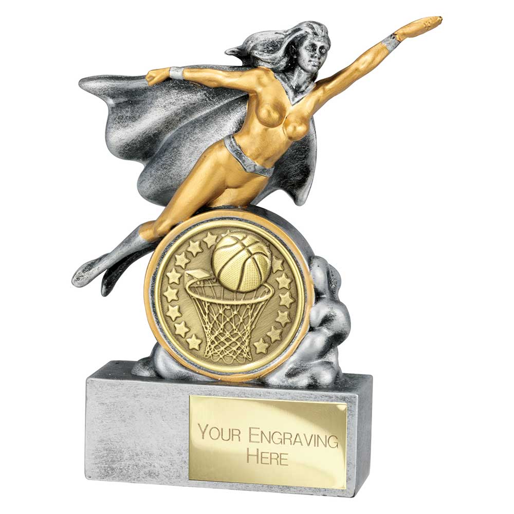 Hero Female Basketball Award Antique Silver 140mm