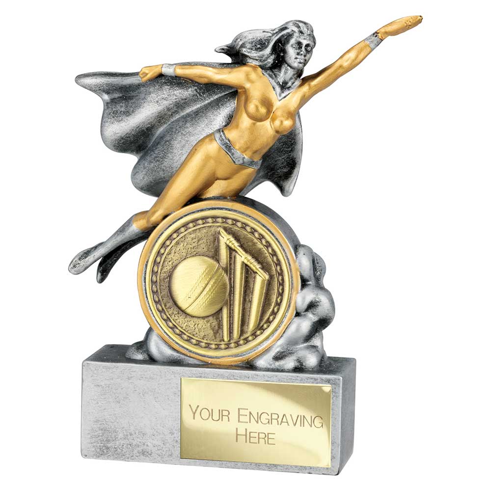 Hero Female Cricket Award Antique Silver 140mm