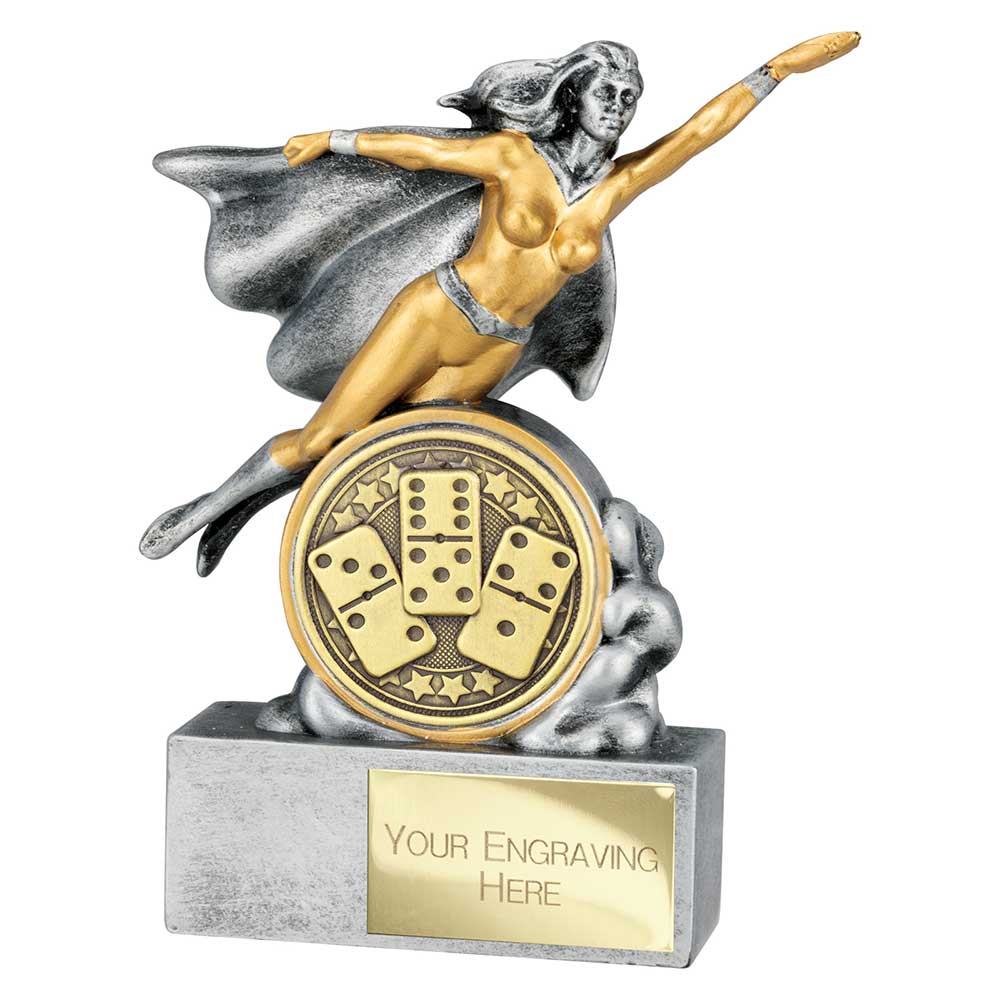Hero Female Dominoes Award Antique Silver 140mm