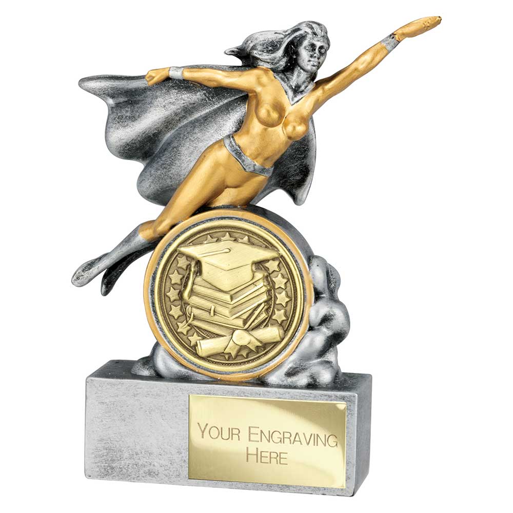 Hero Female Graduation Award Antique Silver 140mm