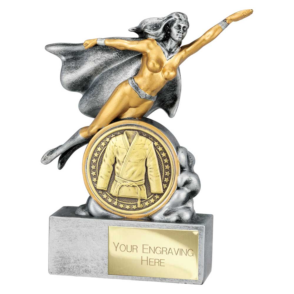 Hero Female Martial Arts Award Antique Silver 140mm