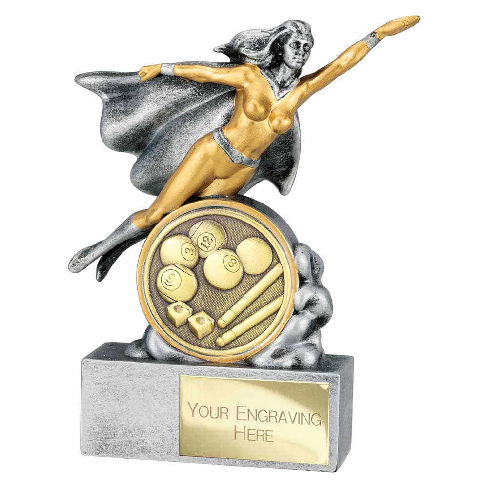 Hero Female Pool Award Antique Silver 140mm