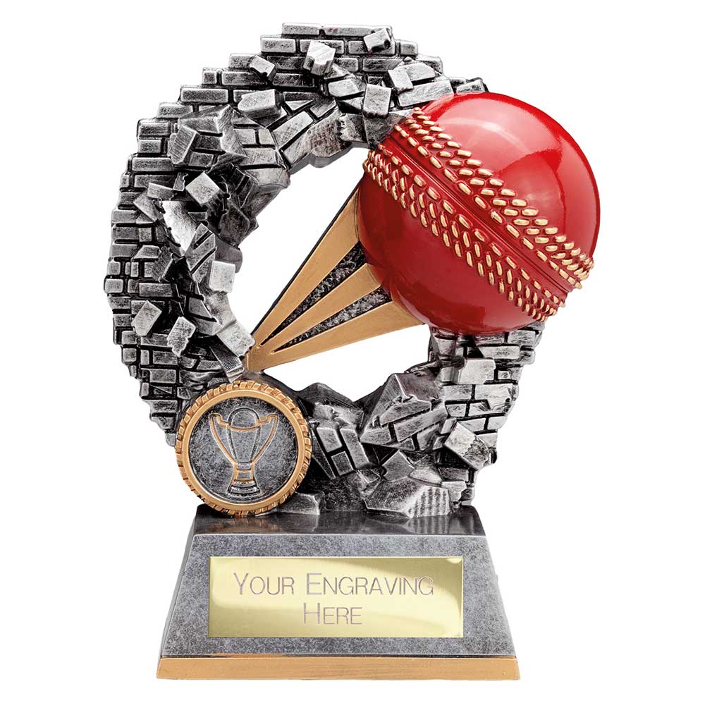 Blast Out Cricket Award Antique Silver 155mm