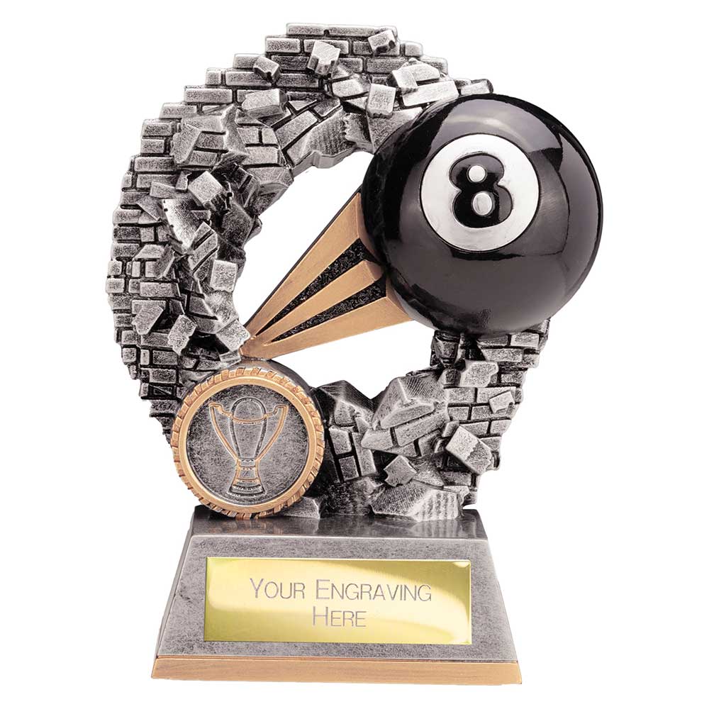 Blast Out Pool Award Antique Silver & Gold 150mm