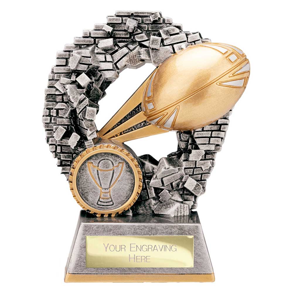 Blast Out Rugby Award Antique Silver & Gold 120mm