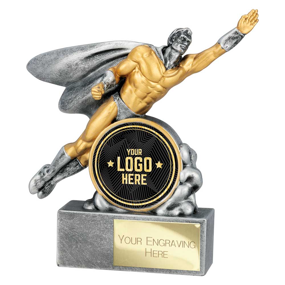 Superhero Resin Male Award Antique Silver & Gold 140mm