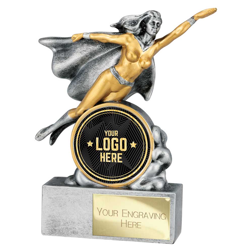 Superhero Resin Female Award Antique Silver & Gold 140mm