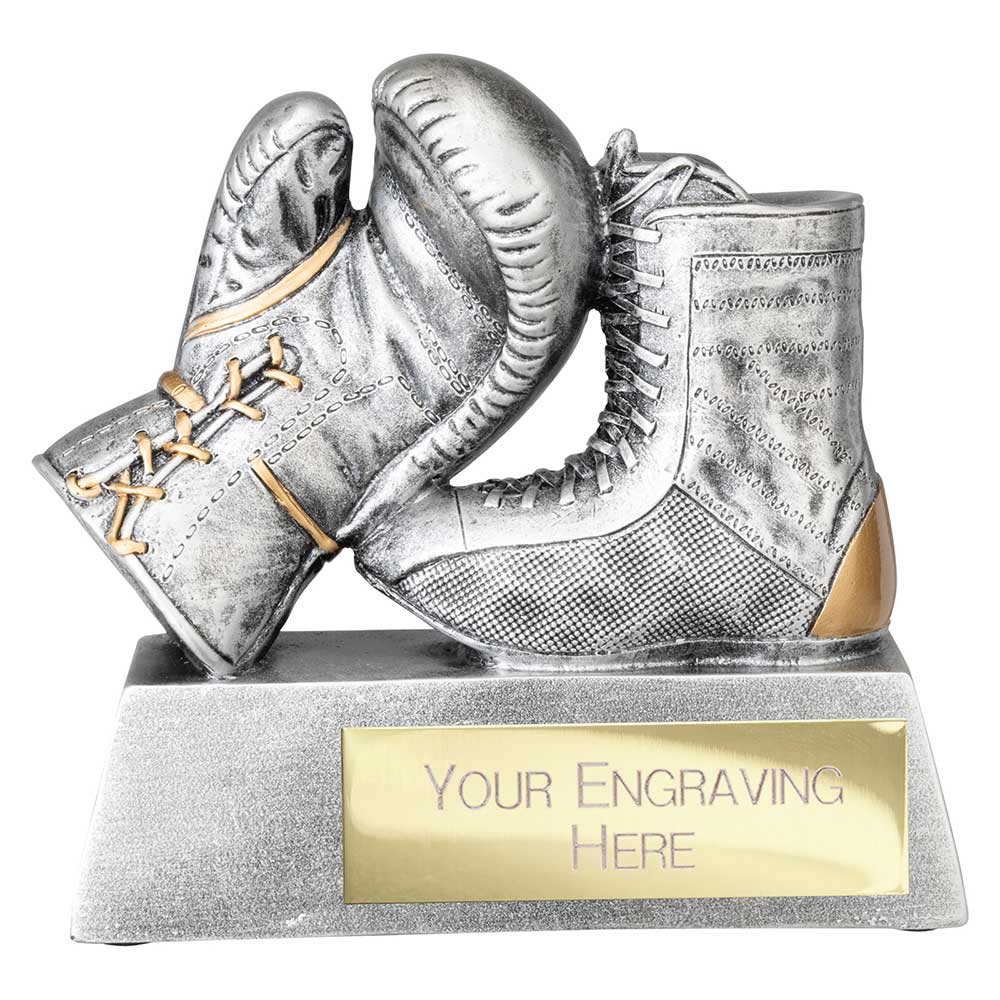 Power Boxing Resin Award Antique Silver 120mm