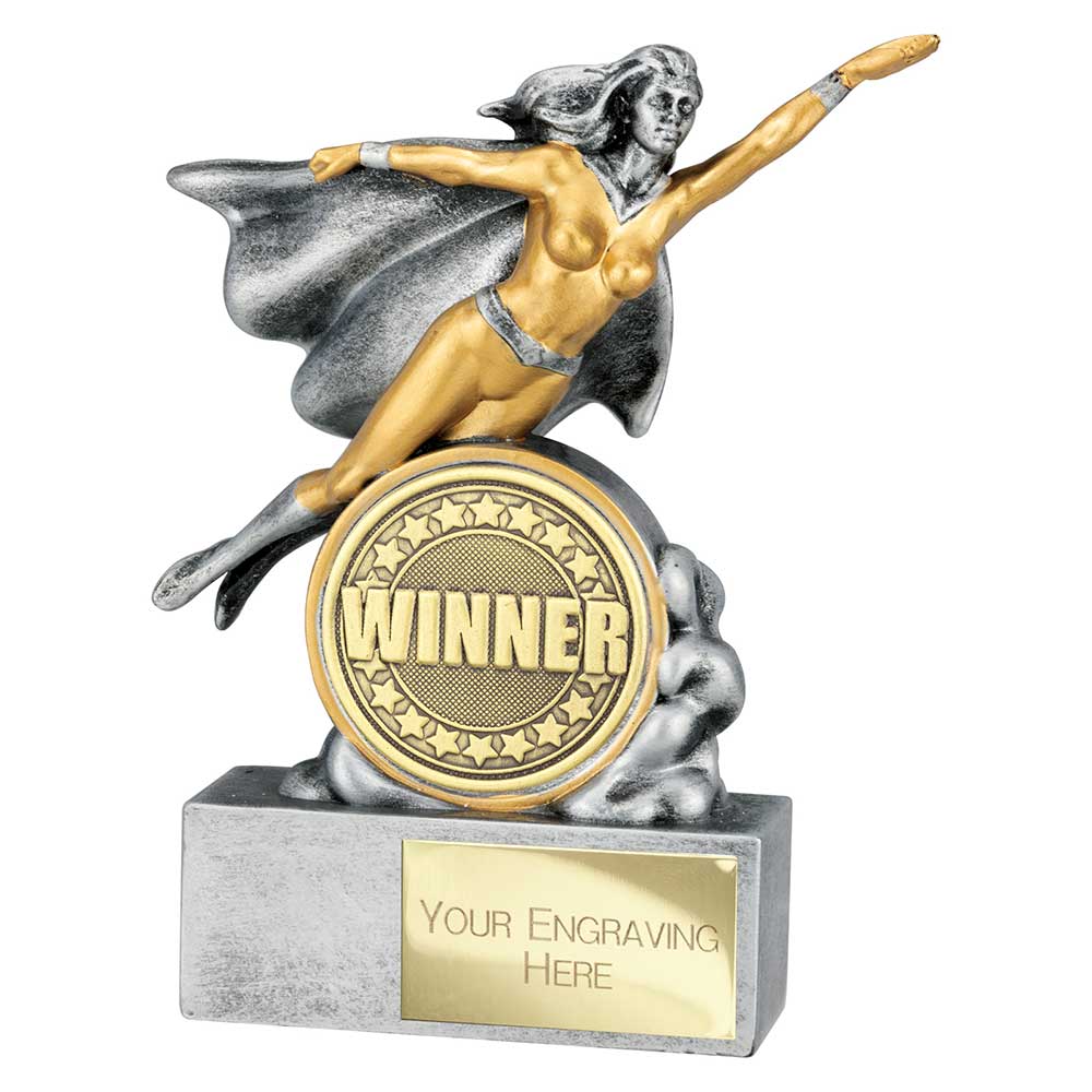 Hero Female Winner Award Antique Silver 140mm