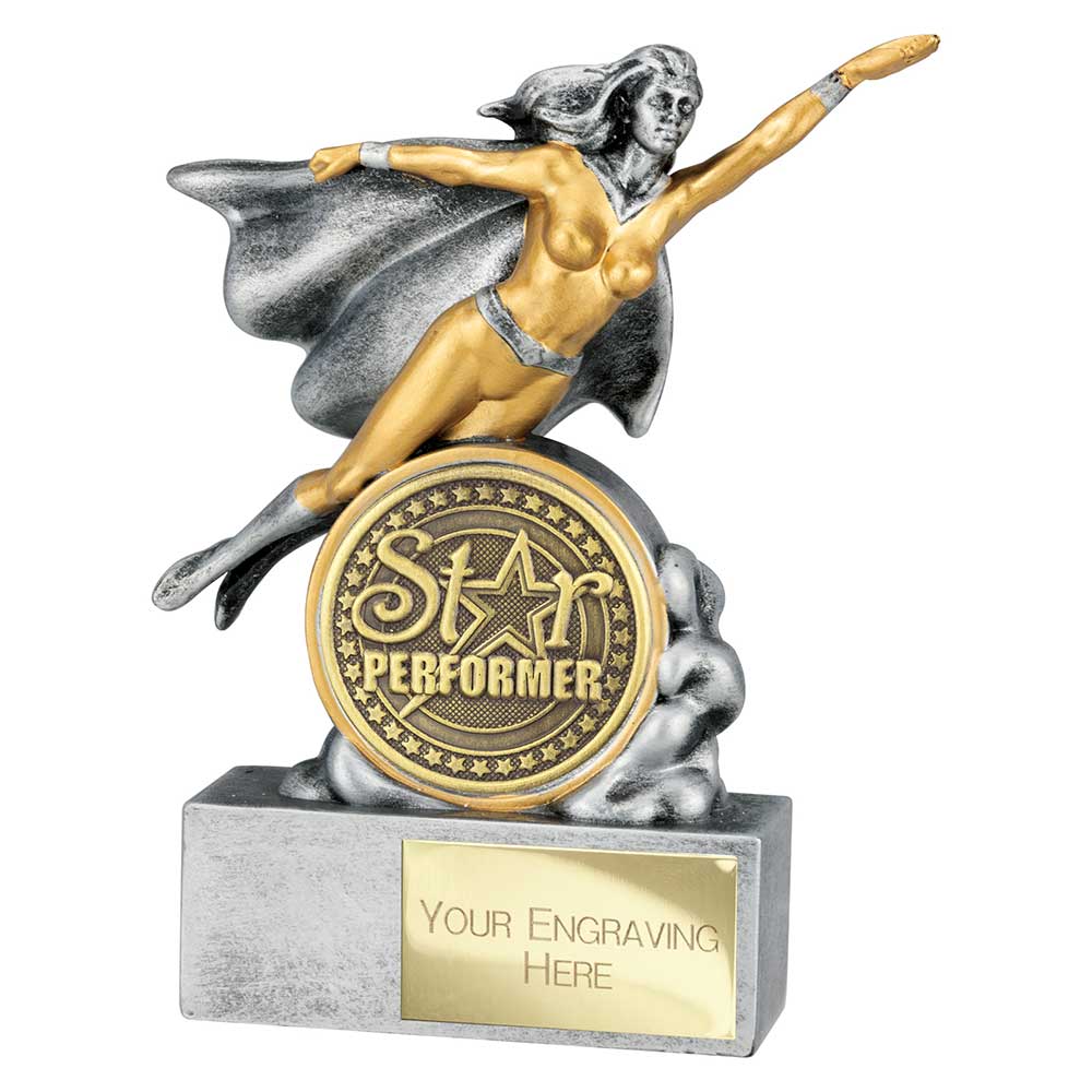 Hero Female Star Performer Award Antique Silver 140mm