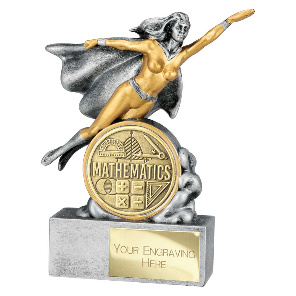 Hero Female Maths Award Antique Silver 140mm