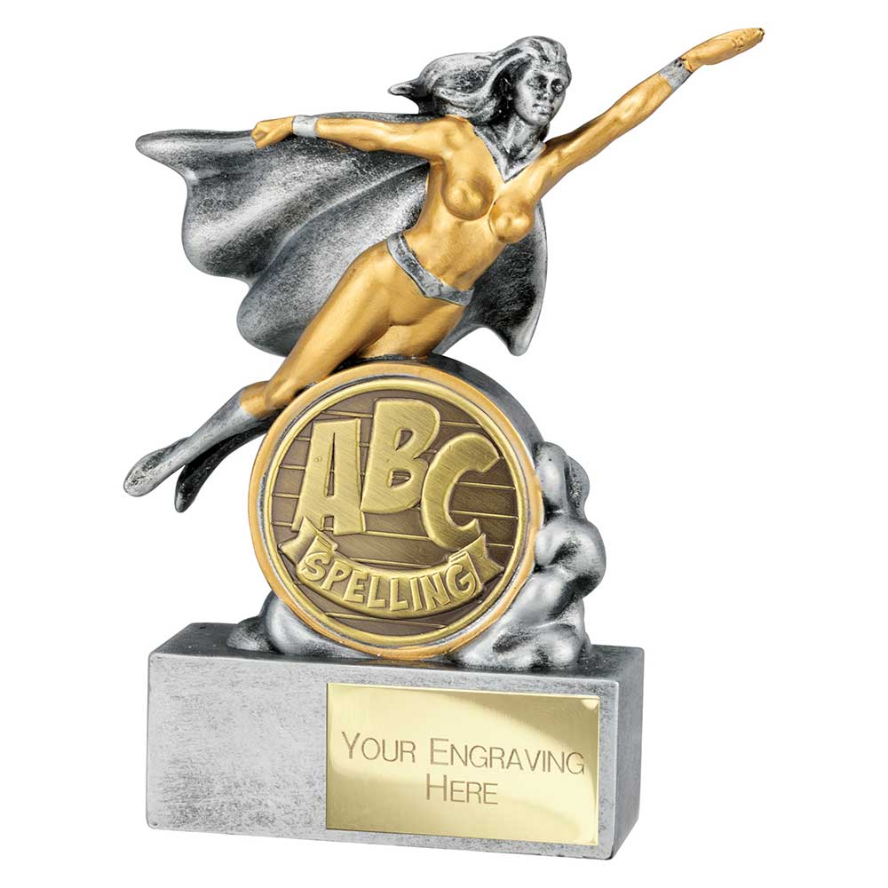 Hero Female Spelling Award Antique Silver 140mm