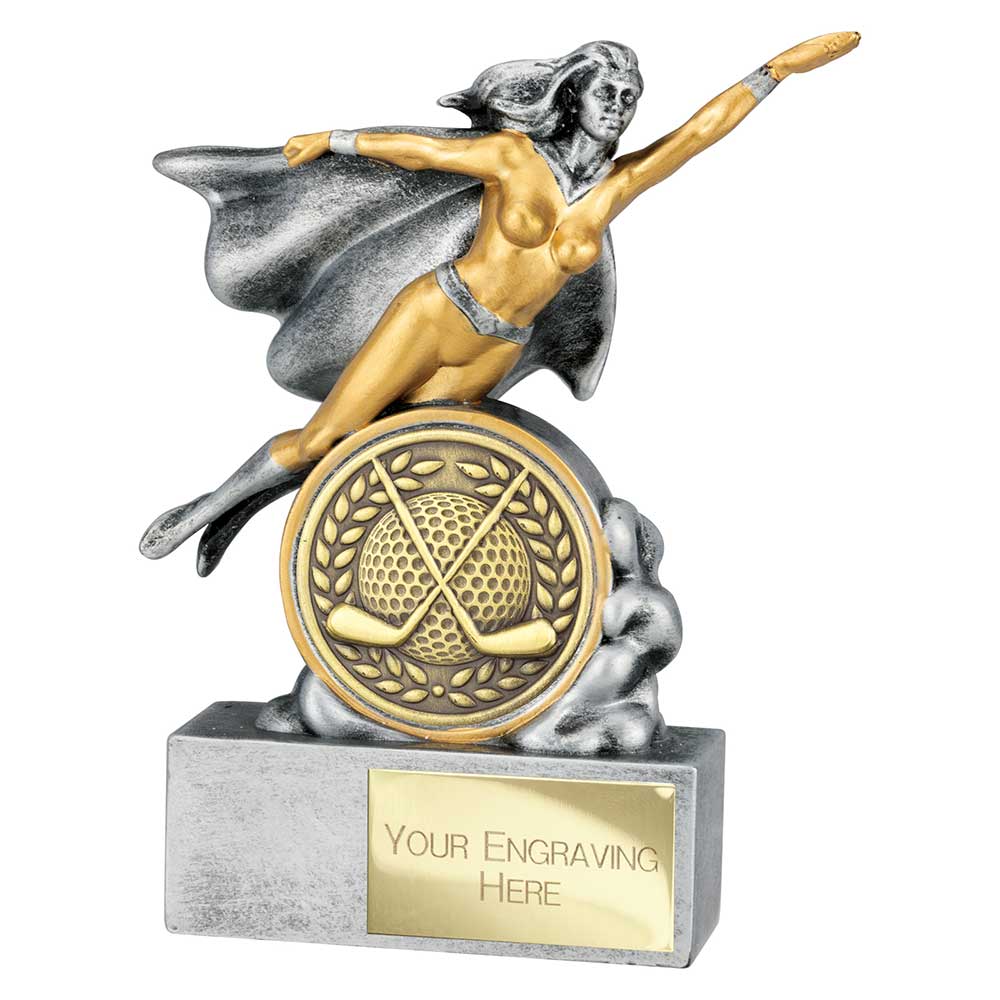 Hero Female Golf Award Antique Silver 140mm