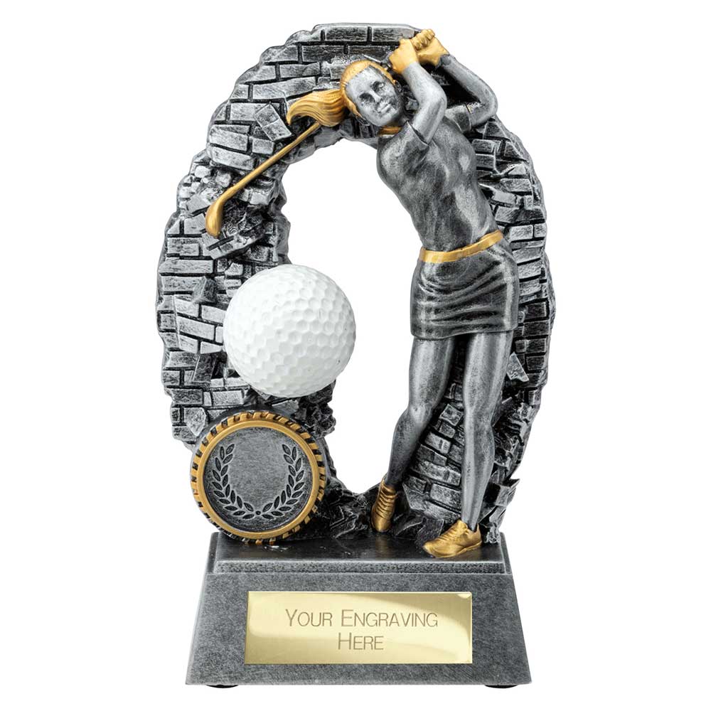 Blast Out Golf Female Resin Award Antique Silver 160mm