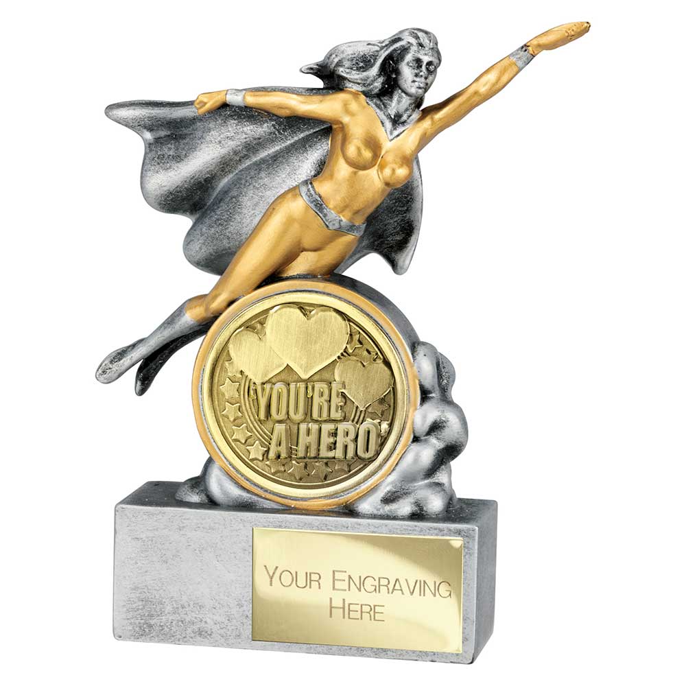 Hero Female You're a Hero Award Antique Silver 140mm