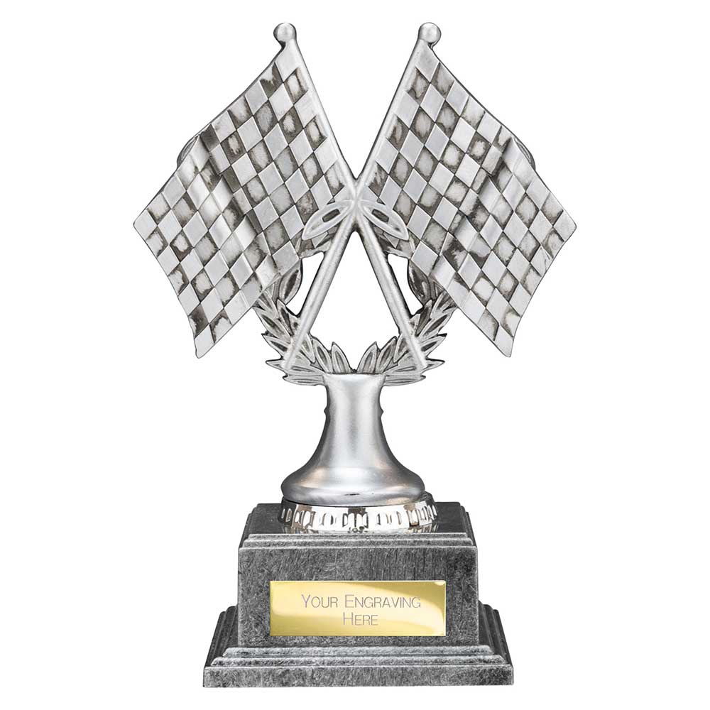 Velocity Crossed Flags Award Antique Silver 170mm