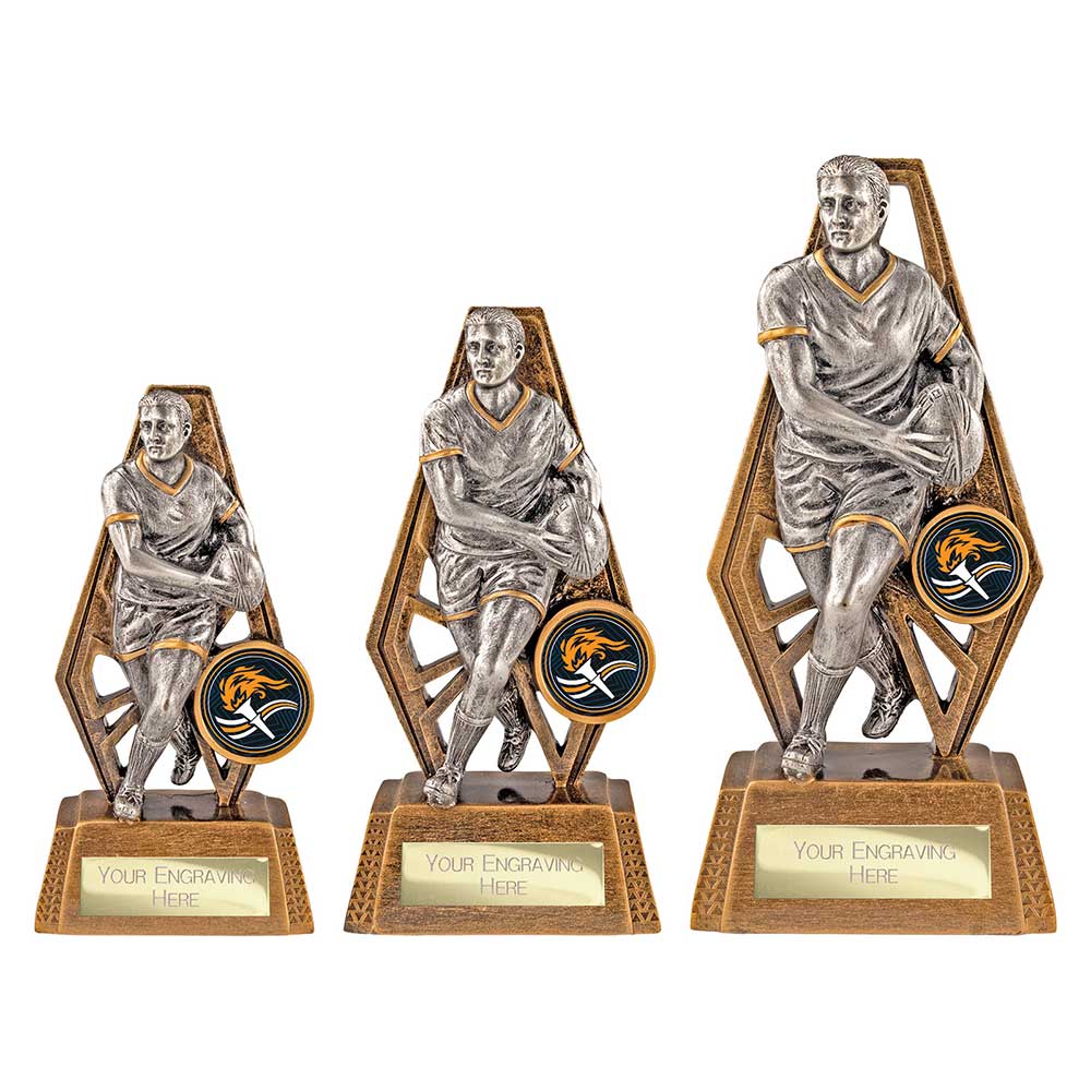 Immense Rugby Award Antique Gold & Silver 150mm