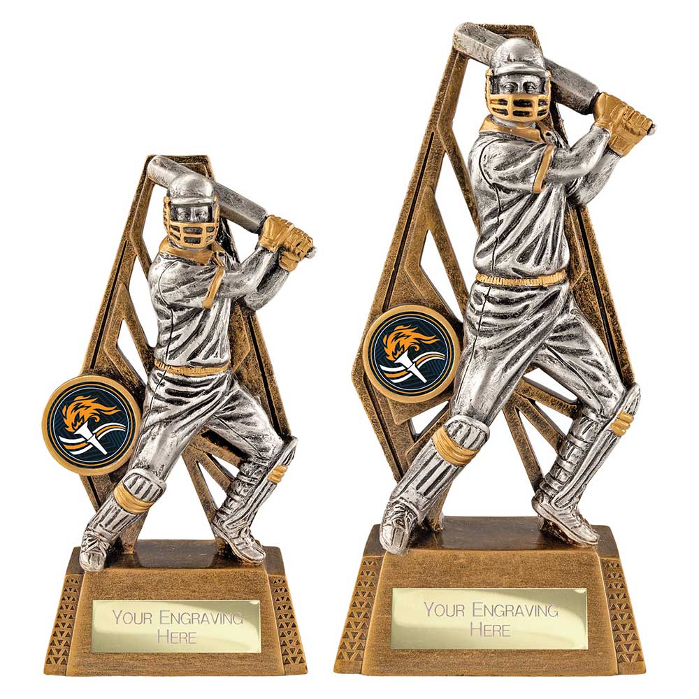 Immense Cricket Batsman Award Antique Gold & Silver 150mm