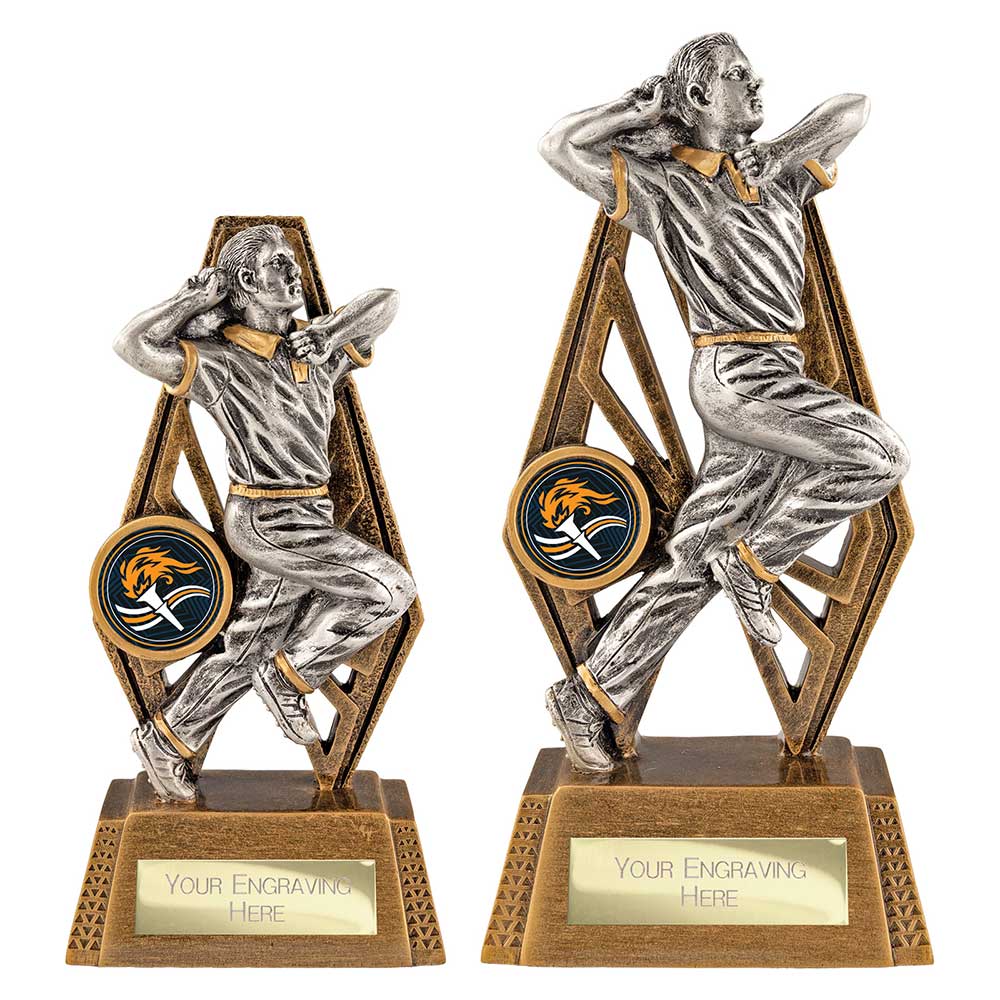 Immense Cricket Bowler Award Antique Gold & Silver 190mm