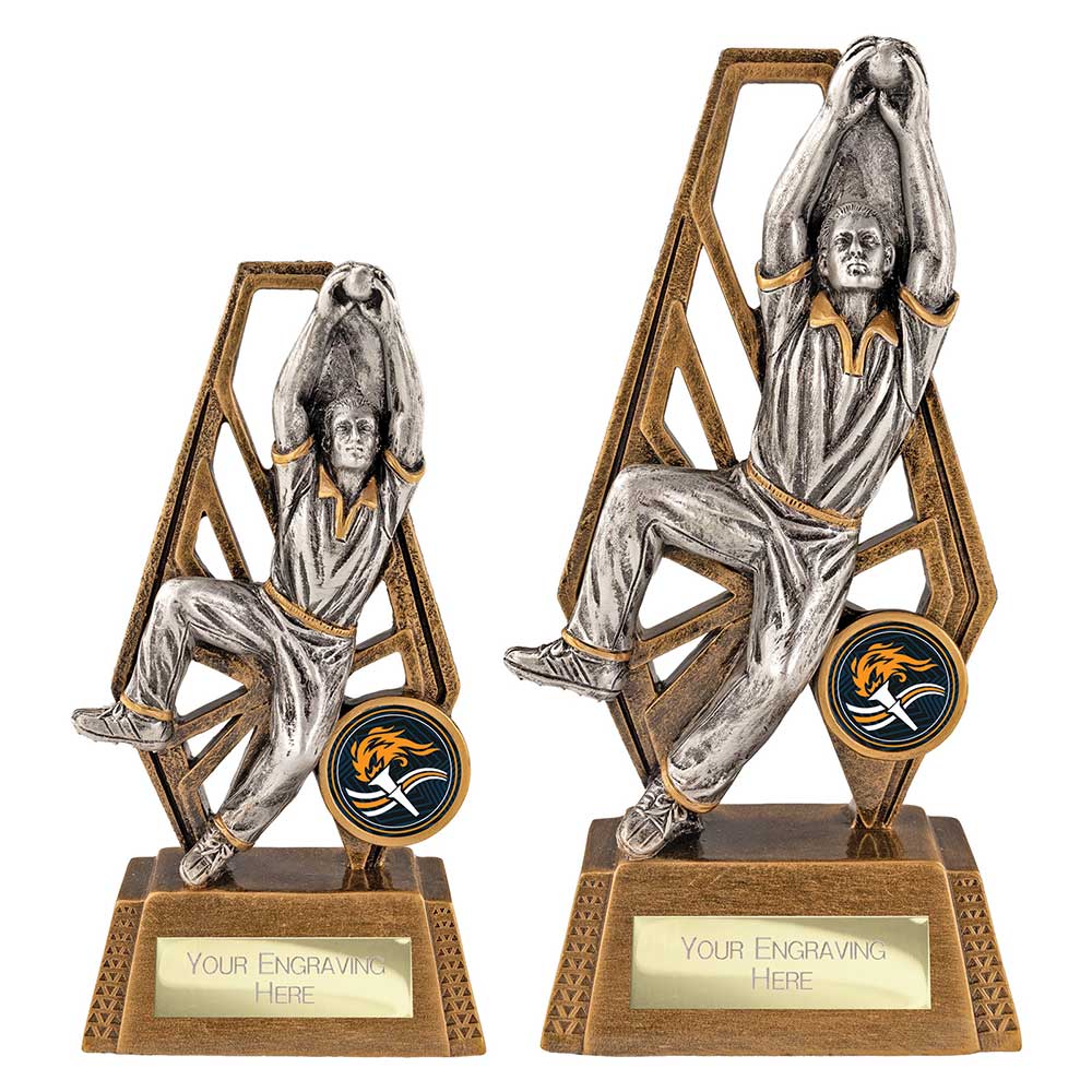 Immense Cricket Fielder Award Antique Gold & Silver 190mm