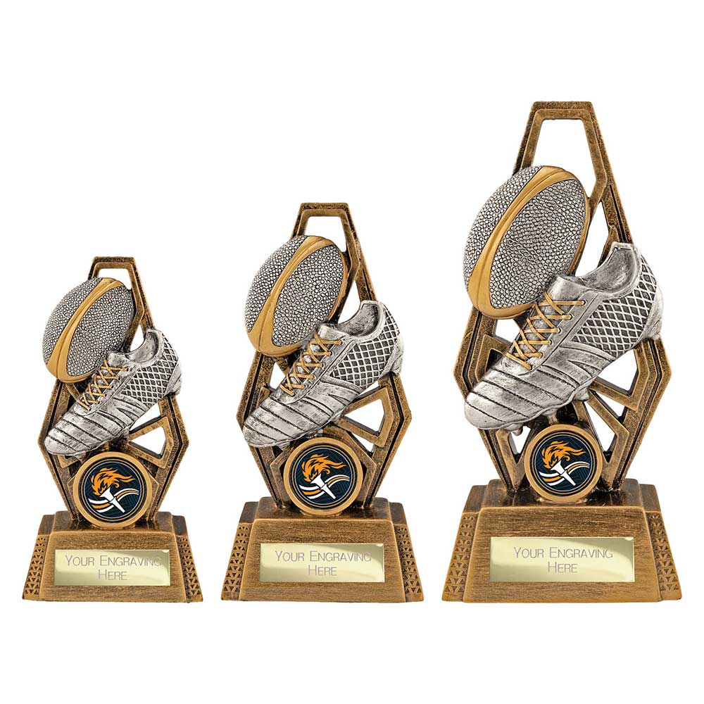 Immense Rugby Award Antique Silver & Gold 150mm