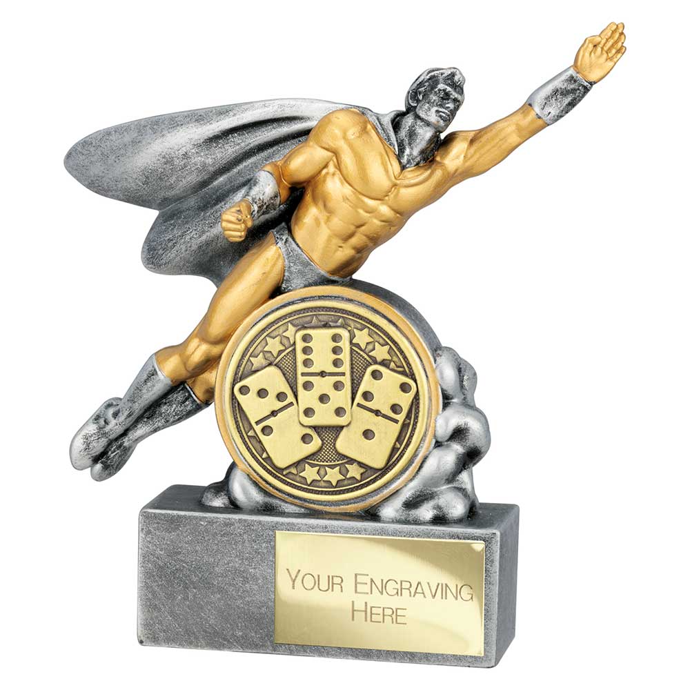 Hero Male Dominoes Award Antique Silver 140mm