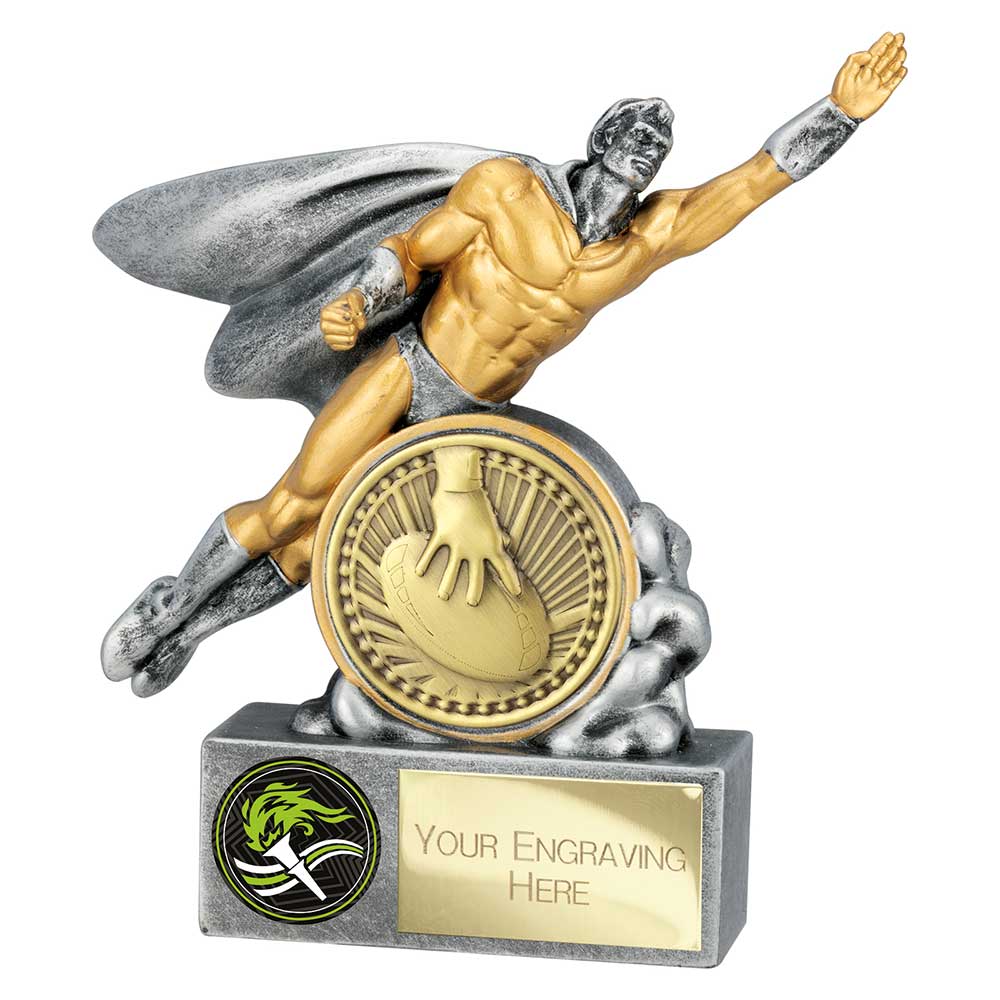 Hero Male Rugby Award Antique Silver 140mm