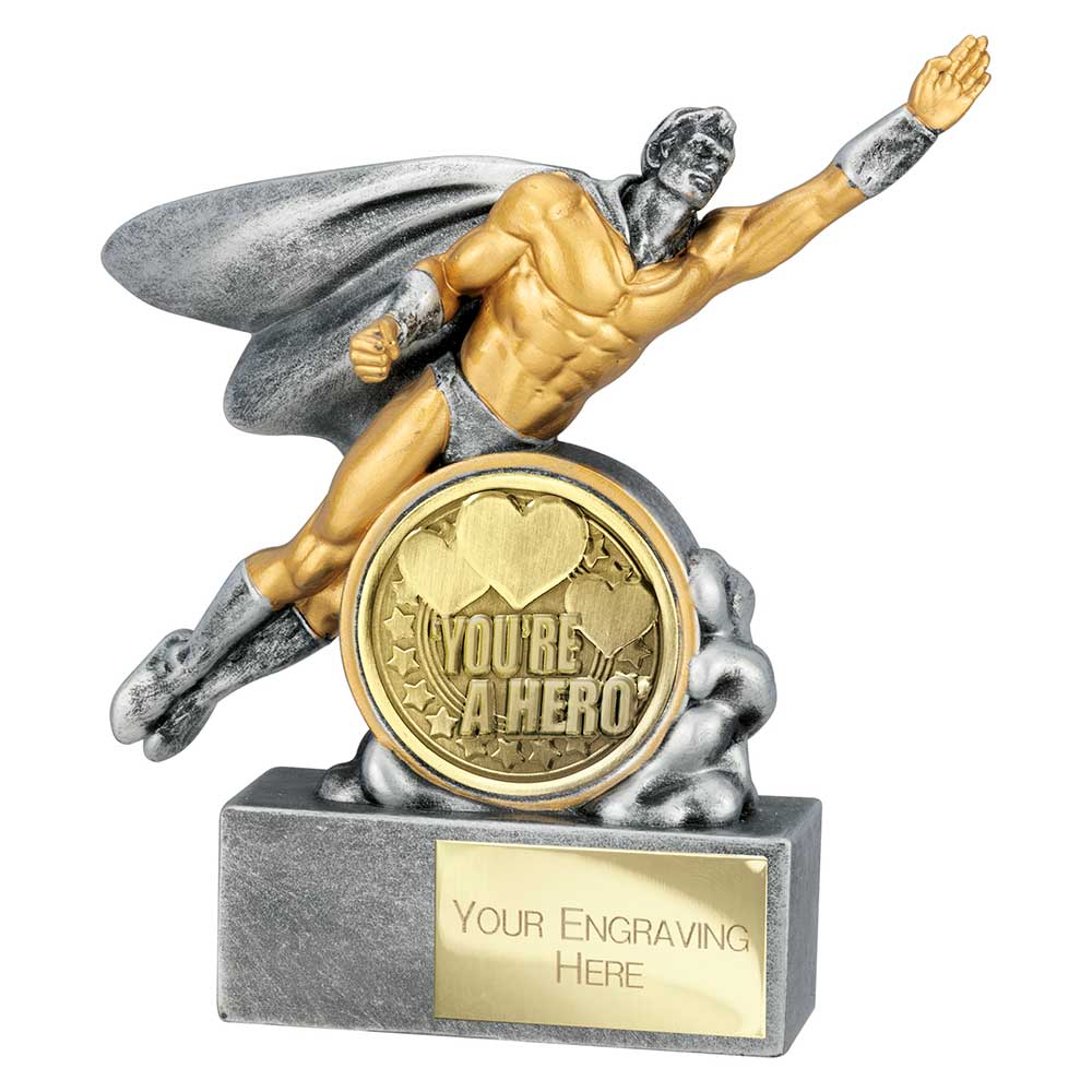 Hero Male You're a Hero Award Antique Silver 140mm