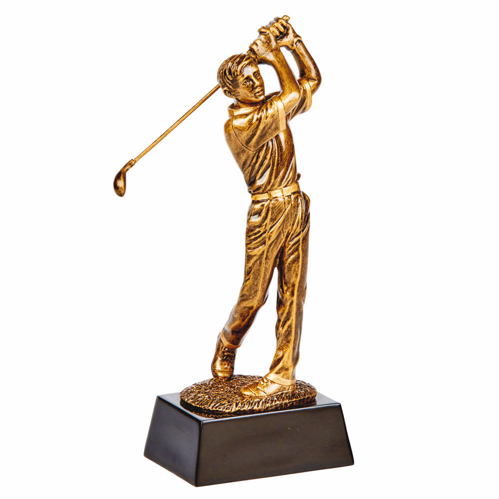 Antique Gold Resin Male Golfer 215mm